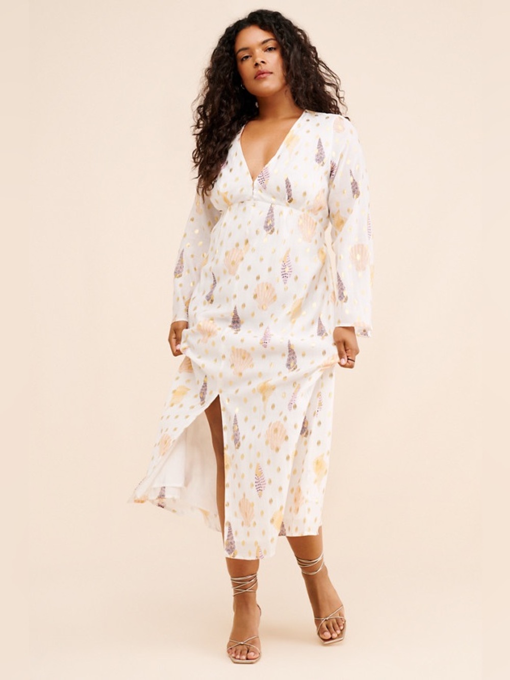 Never Fully Dressed Shells Angie Dress White Gold‎ Polka Dot Size 18 W